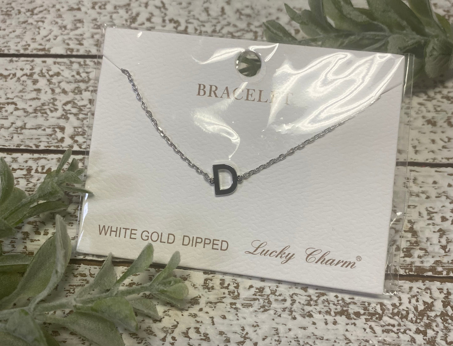 White Gold Dipped Initial Bracelet