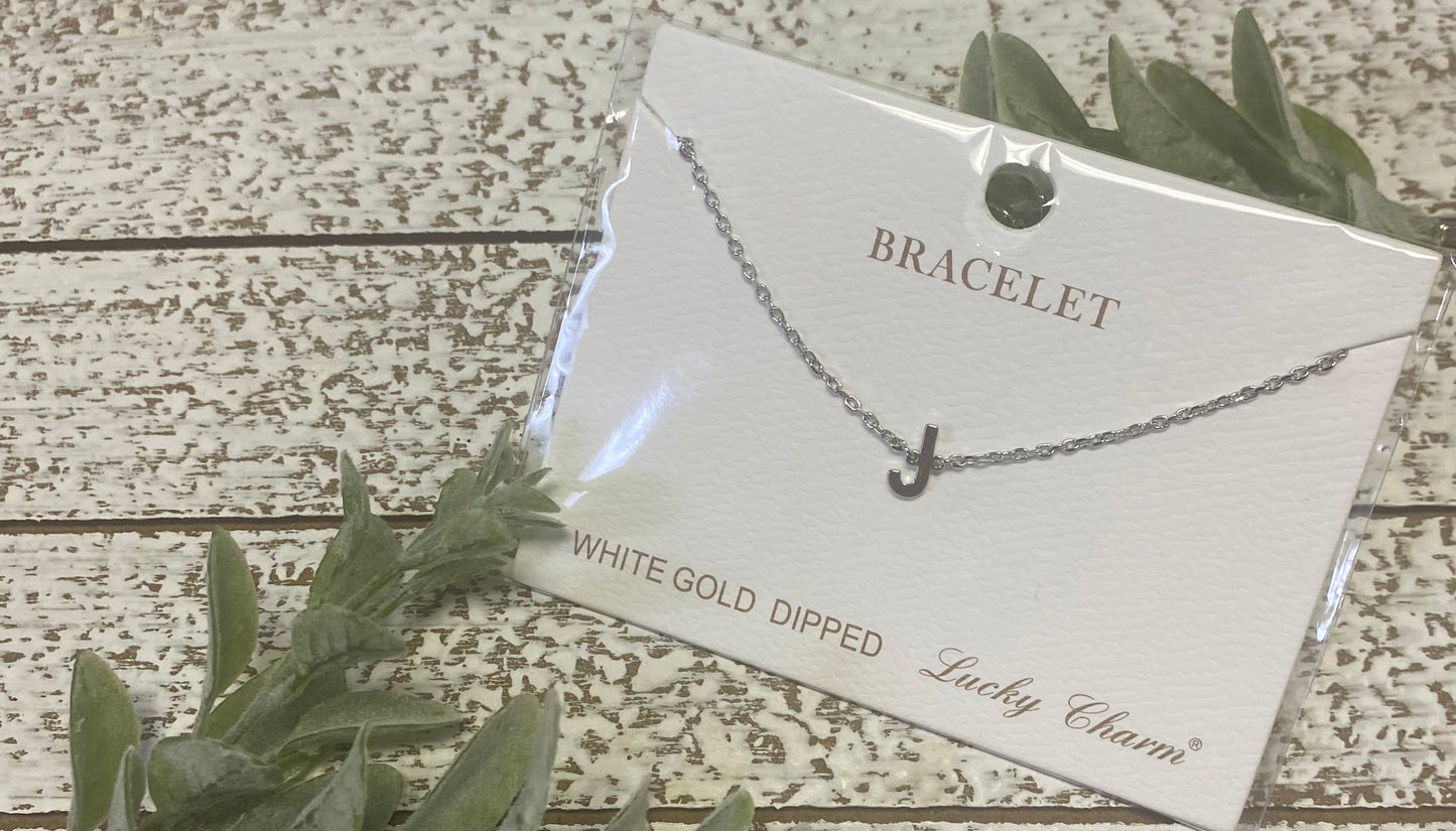 White Gold Dipped Initial Bracelet