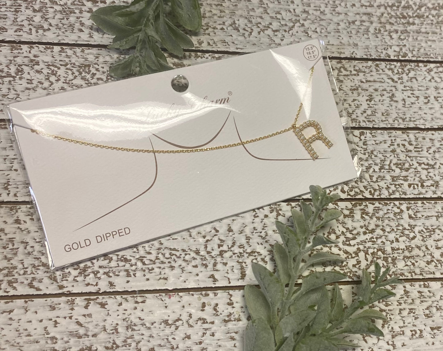 Gold Dipped Pearl Initial Necklace