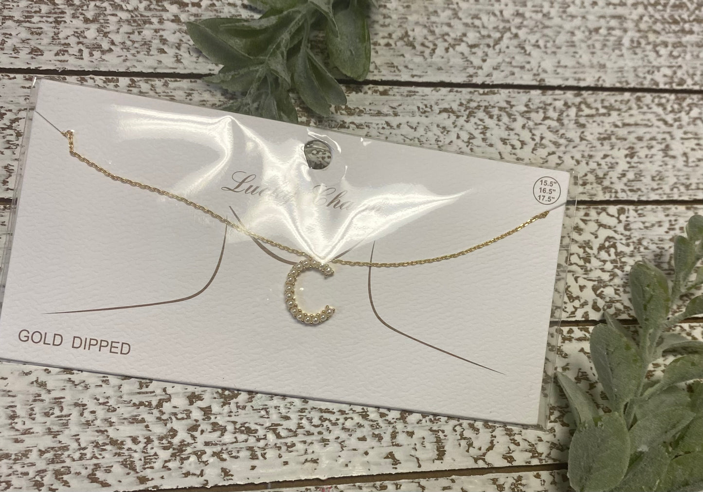 Gold Dipped Pearl Initial Necklace