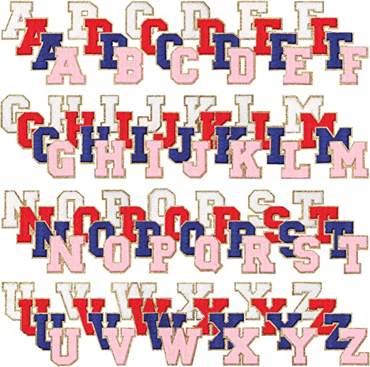 PINK/GOLD Varsity Letter Patch Iron on Chenille