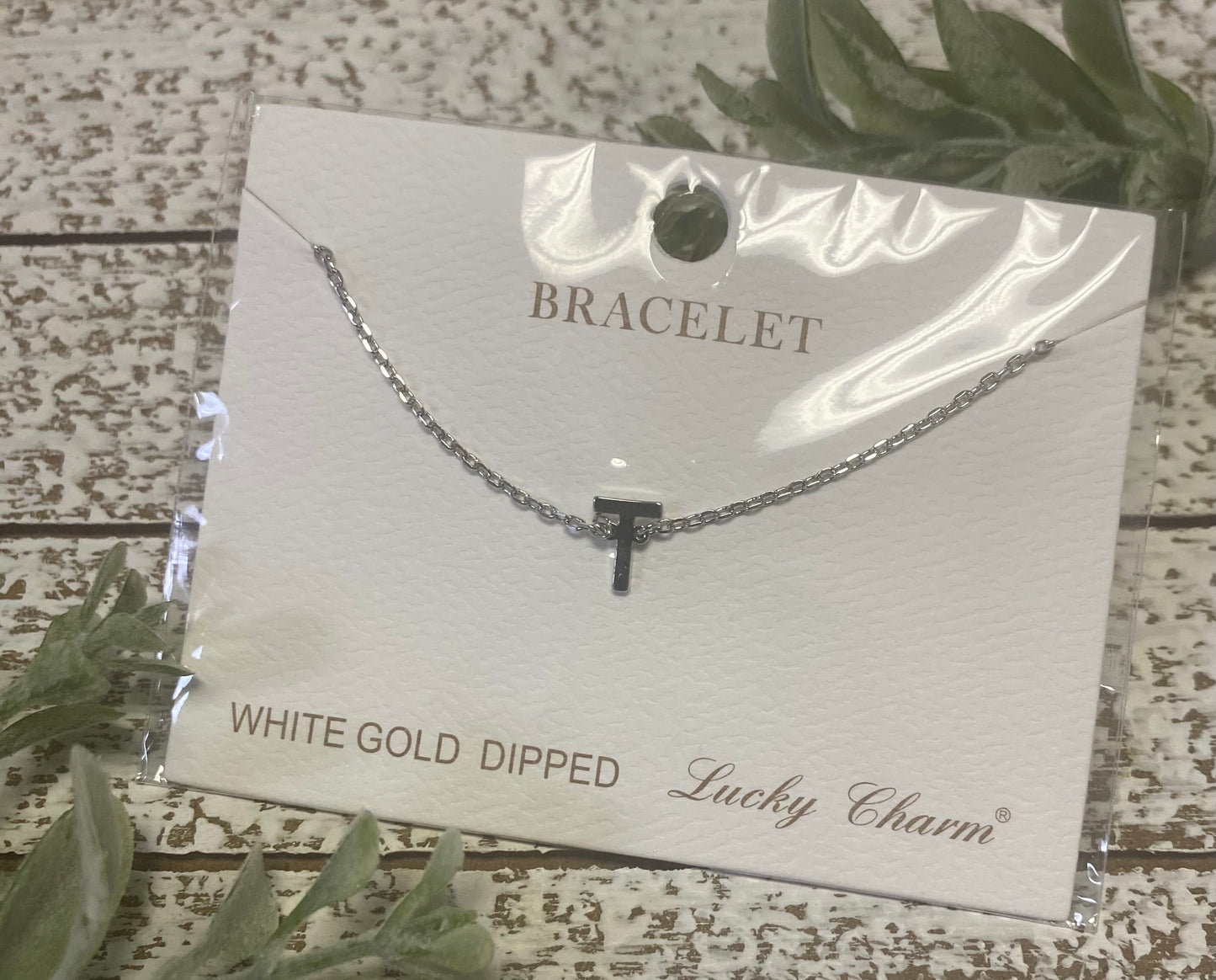 White Gold Dipped Initial Bracelet
