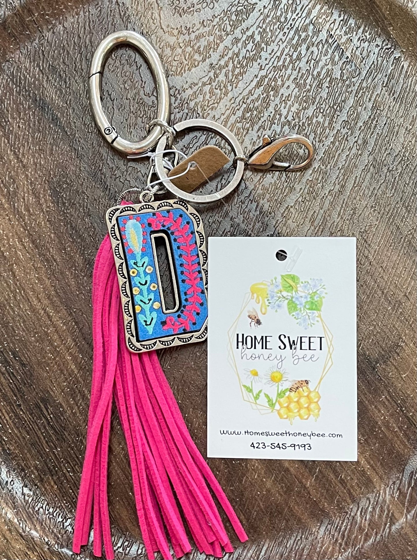 Floral Meadows Initial keychain with tassel