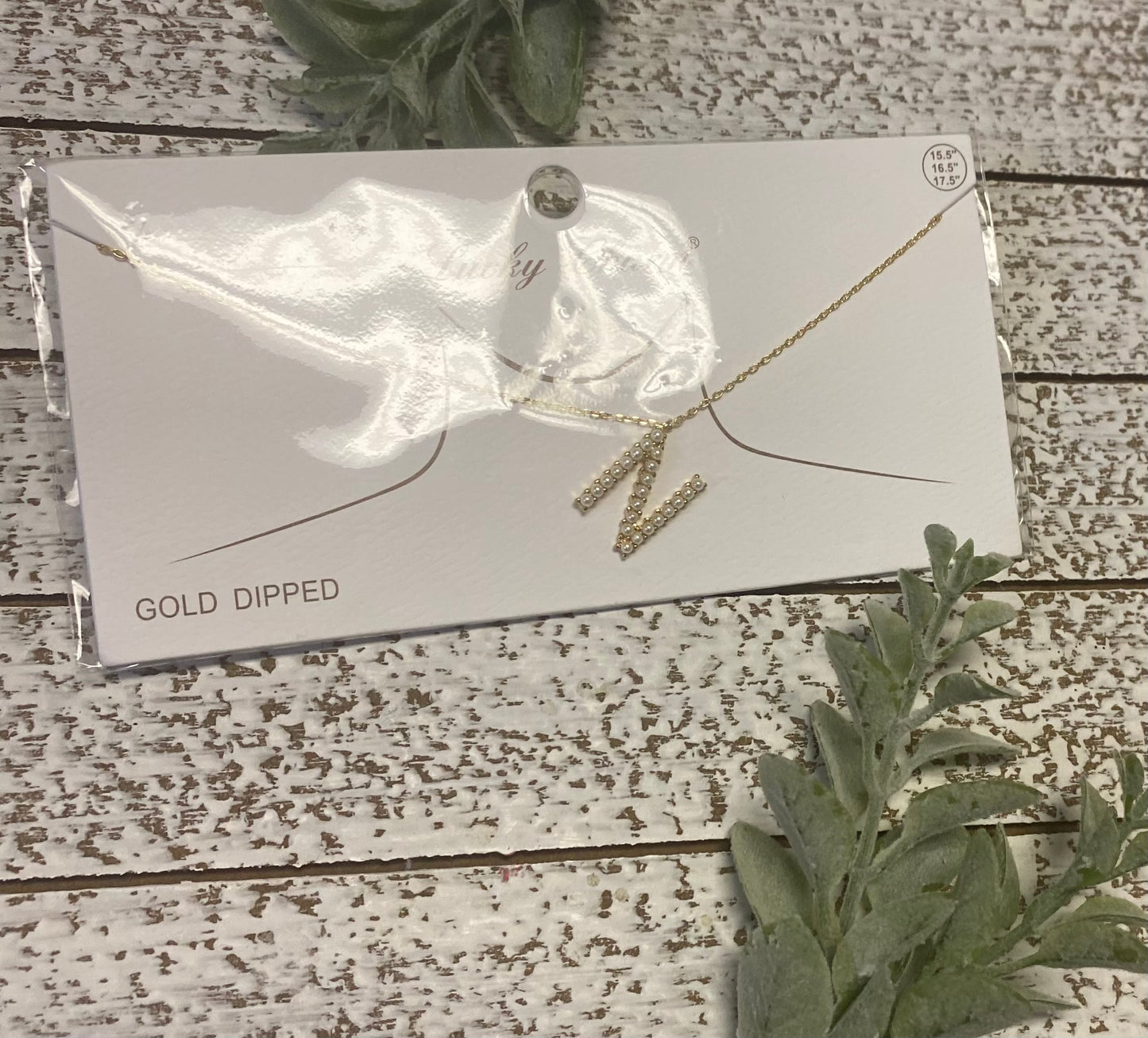 Gold Dipped Pearl Initial Necklace