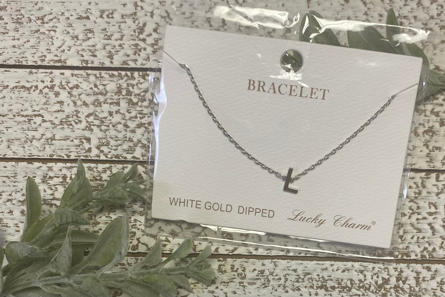 White Gold Dipped Initial Bracelet