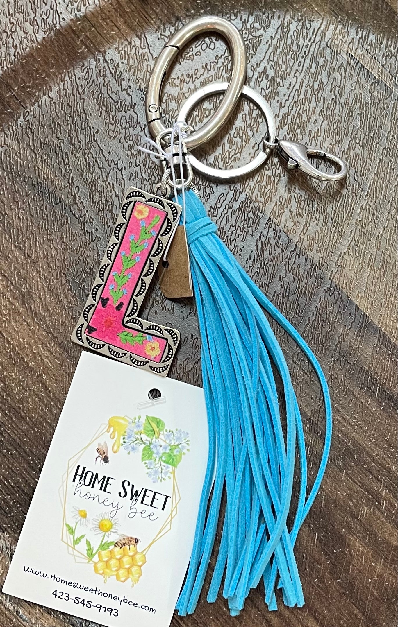 Floral Meadows Initial keychain with tassel