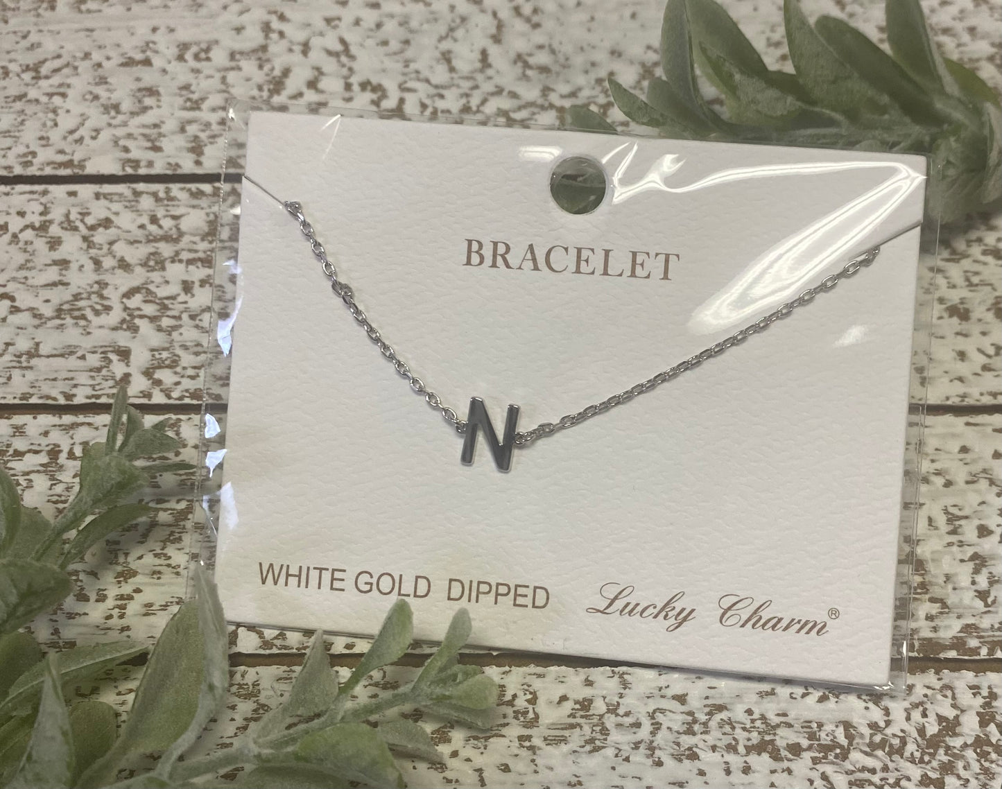 White Gold Dipped Initial Bracelet