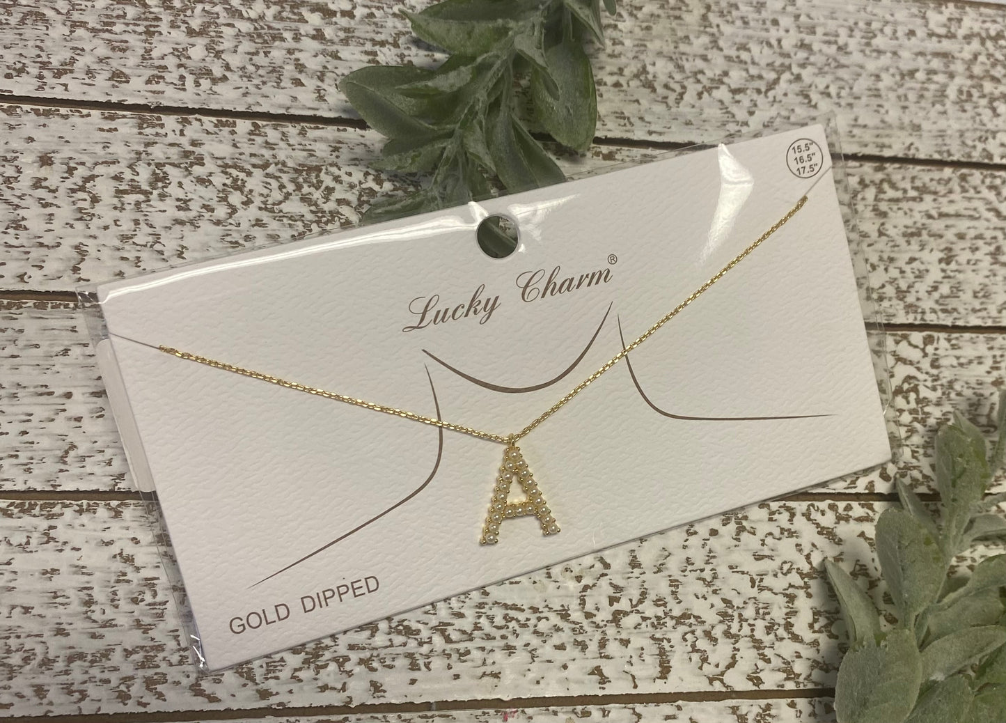 Gold Dipped Pearl Initial Necklace