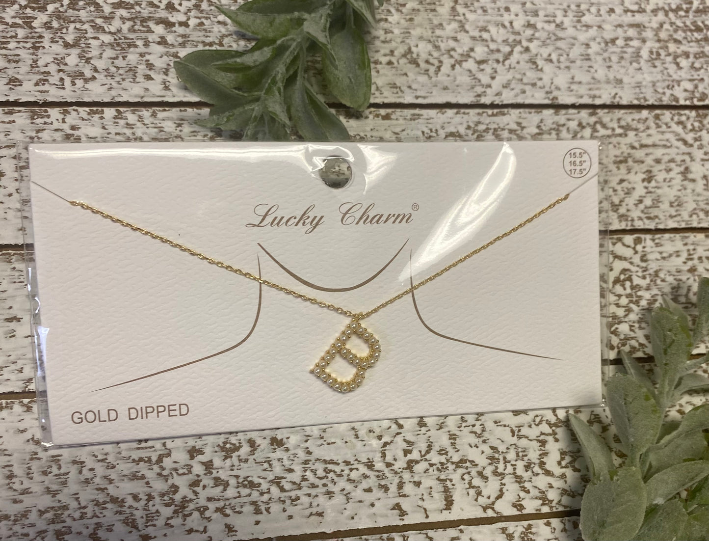 Gold Dipped Pearl Initial Necklace