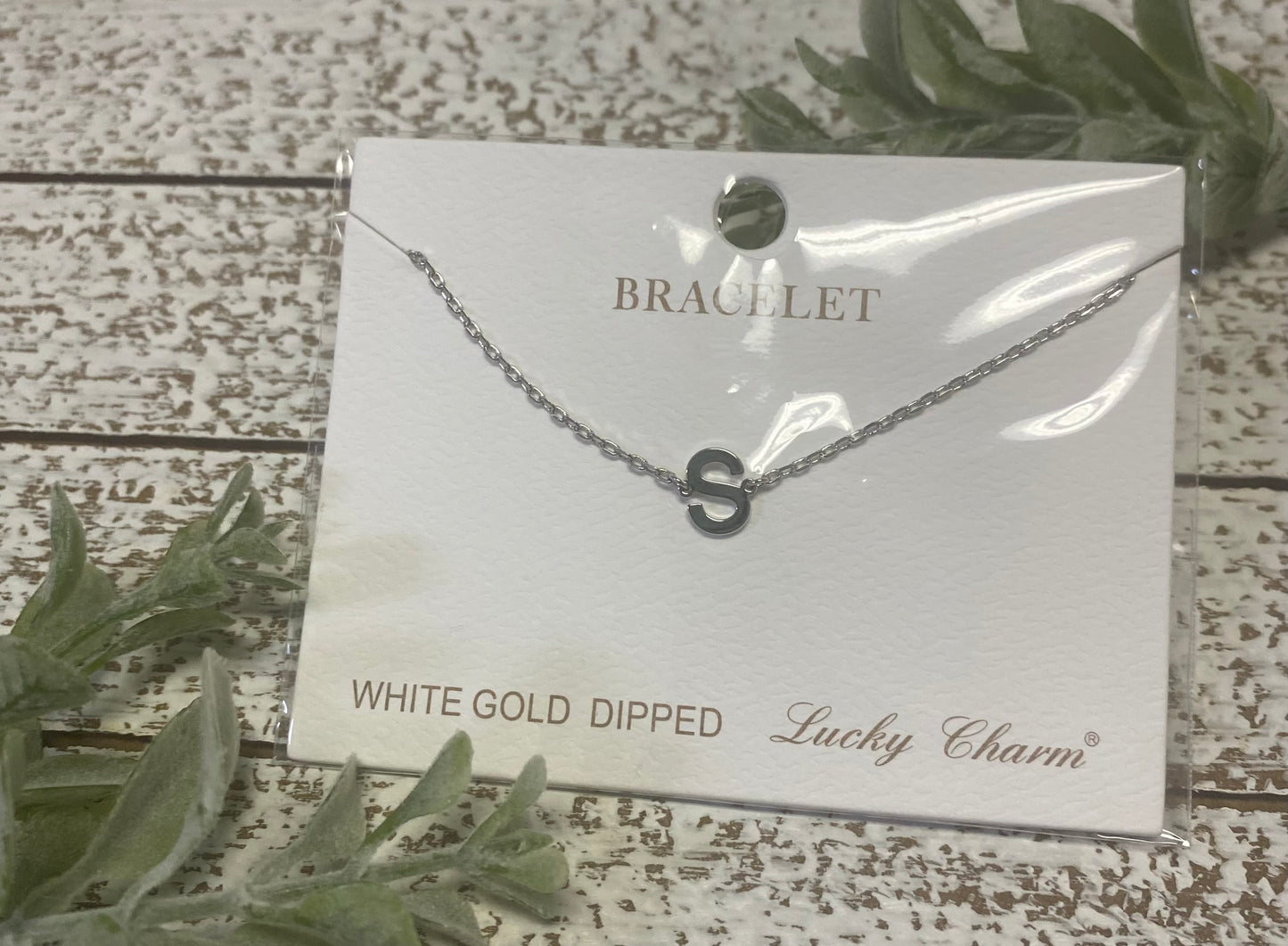 White Gold Dipped Initial Bracelet