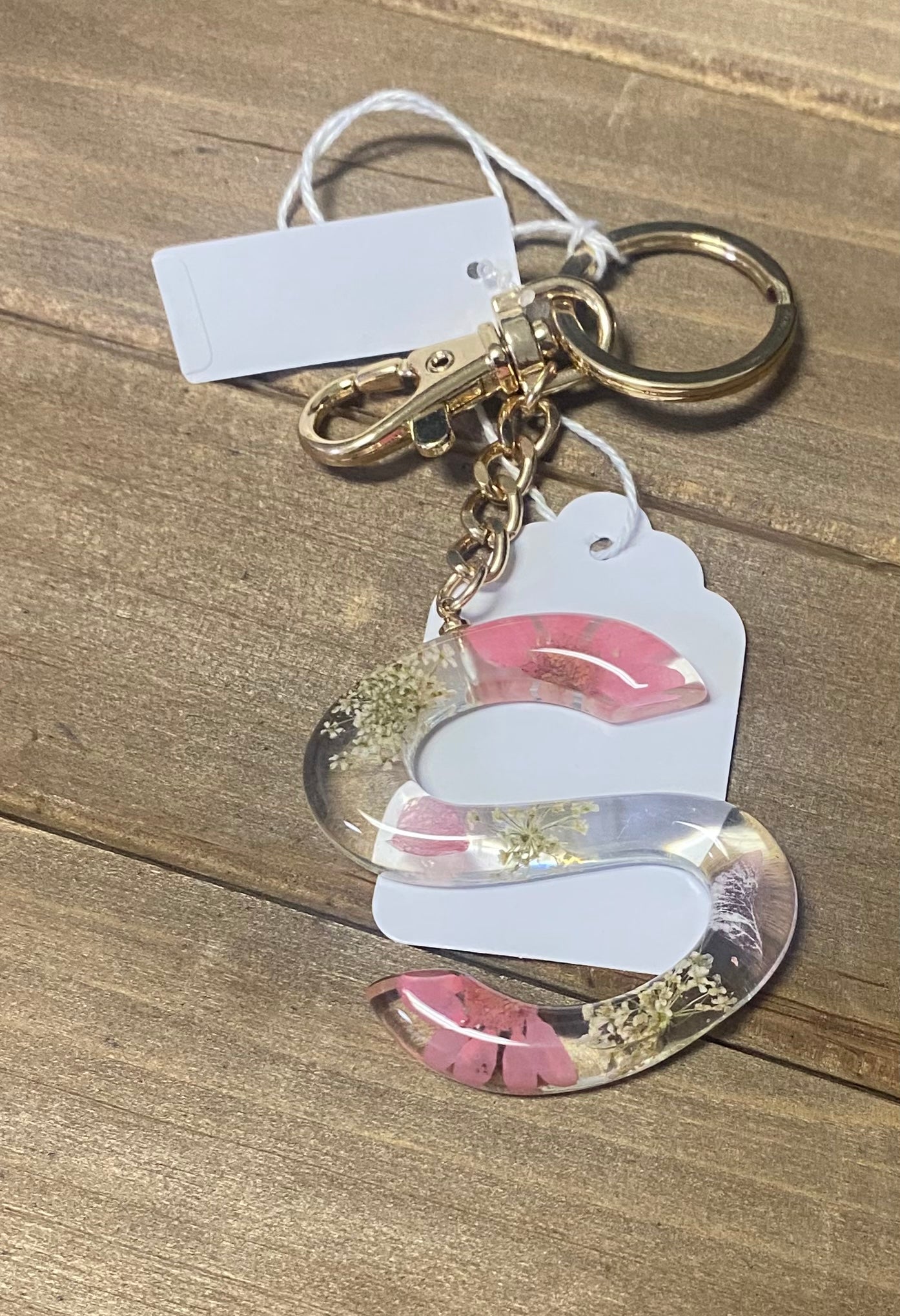 Initial Floral Pressed Keychain