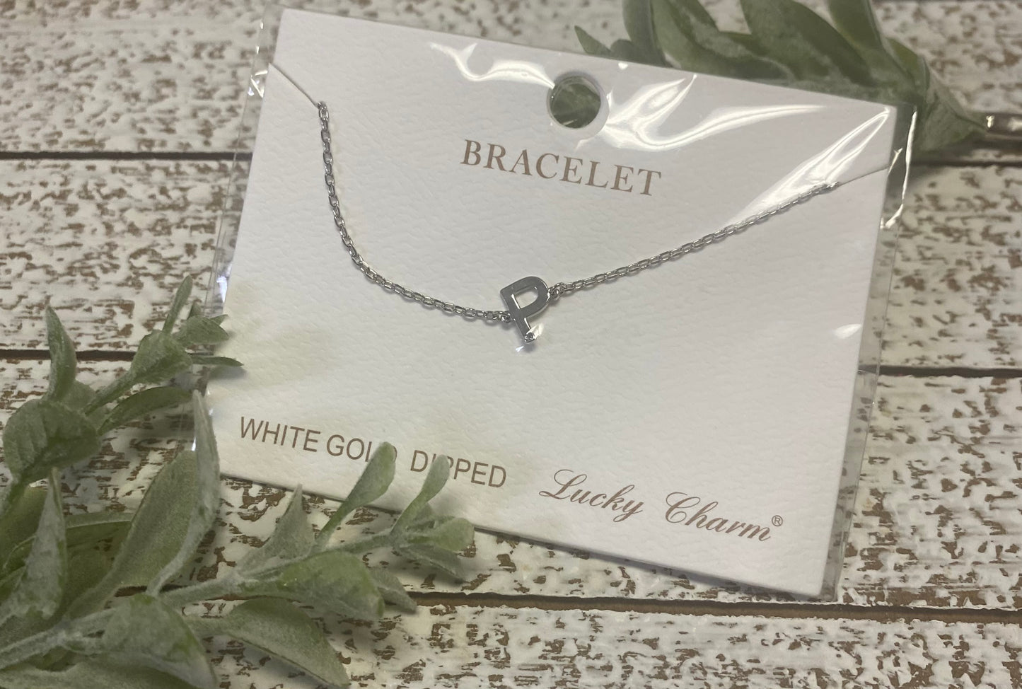 White Gold Dipped Initial Bracelet
