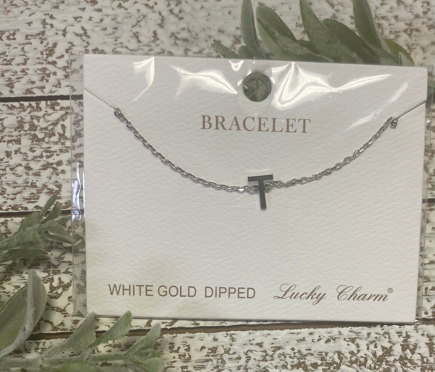 White Gold Dipped Initial Bracelet