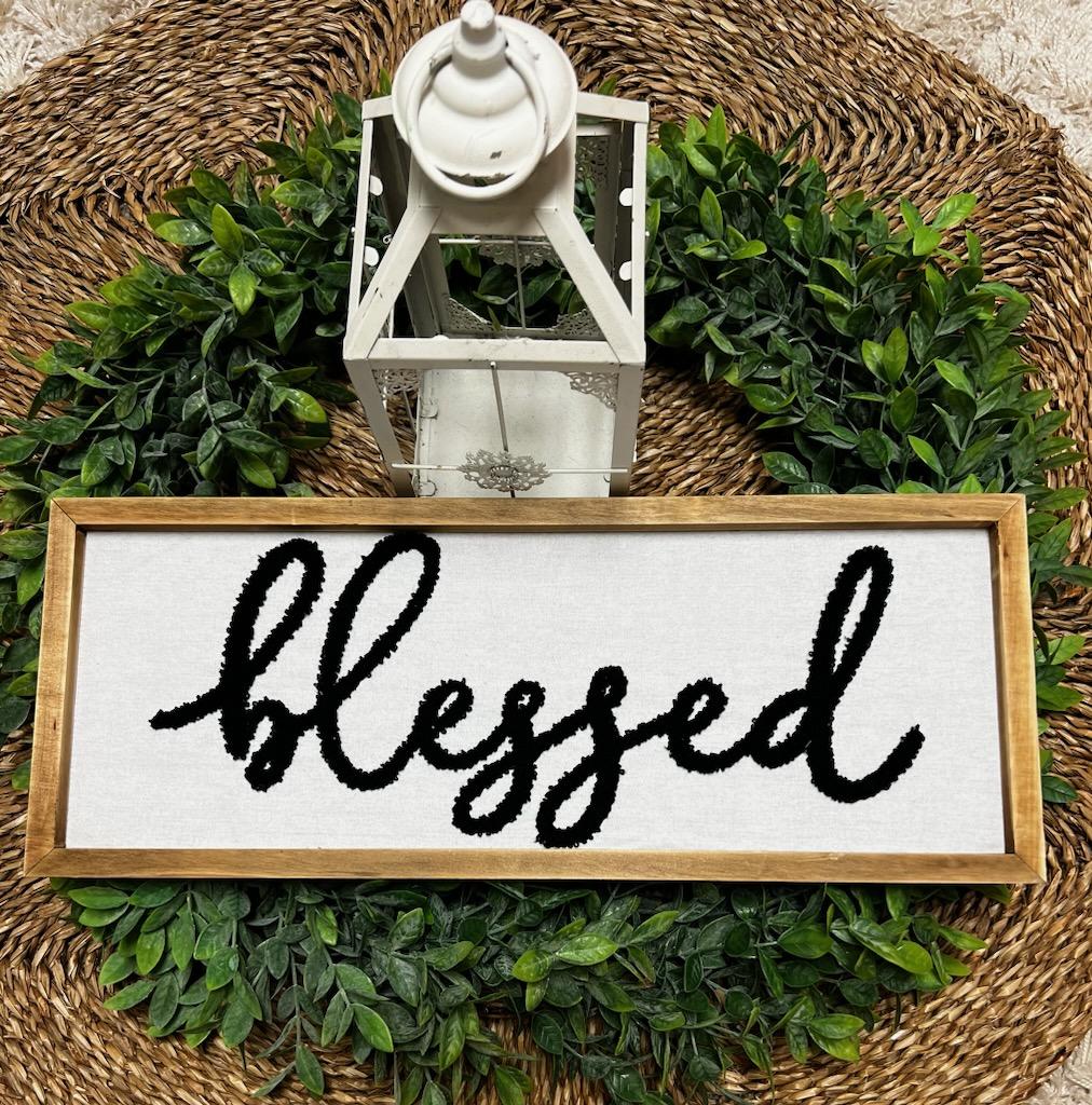 Knit Wood Frame Canvas Sign
