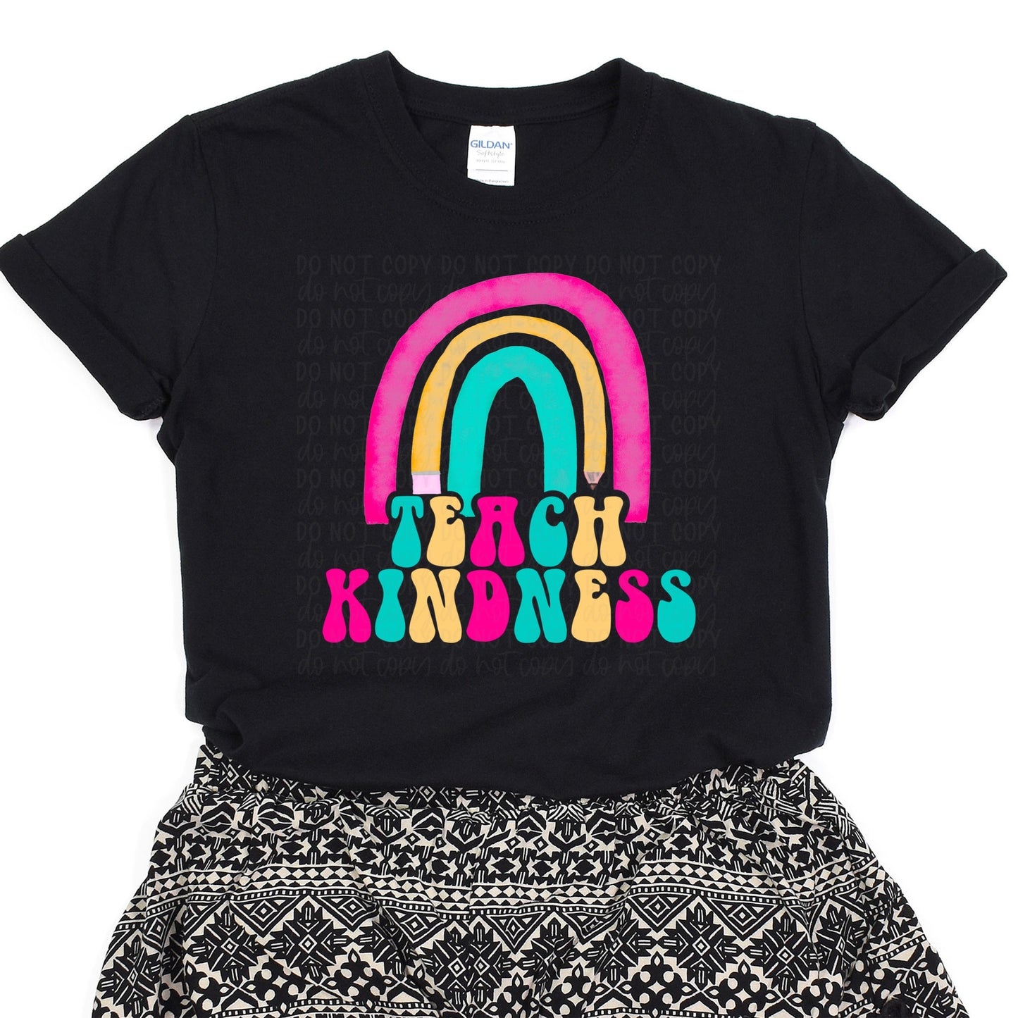 Rainbow Retro Teacher Black Tee (Multiple Options Available)