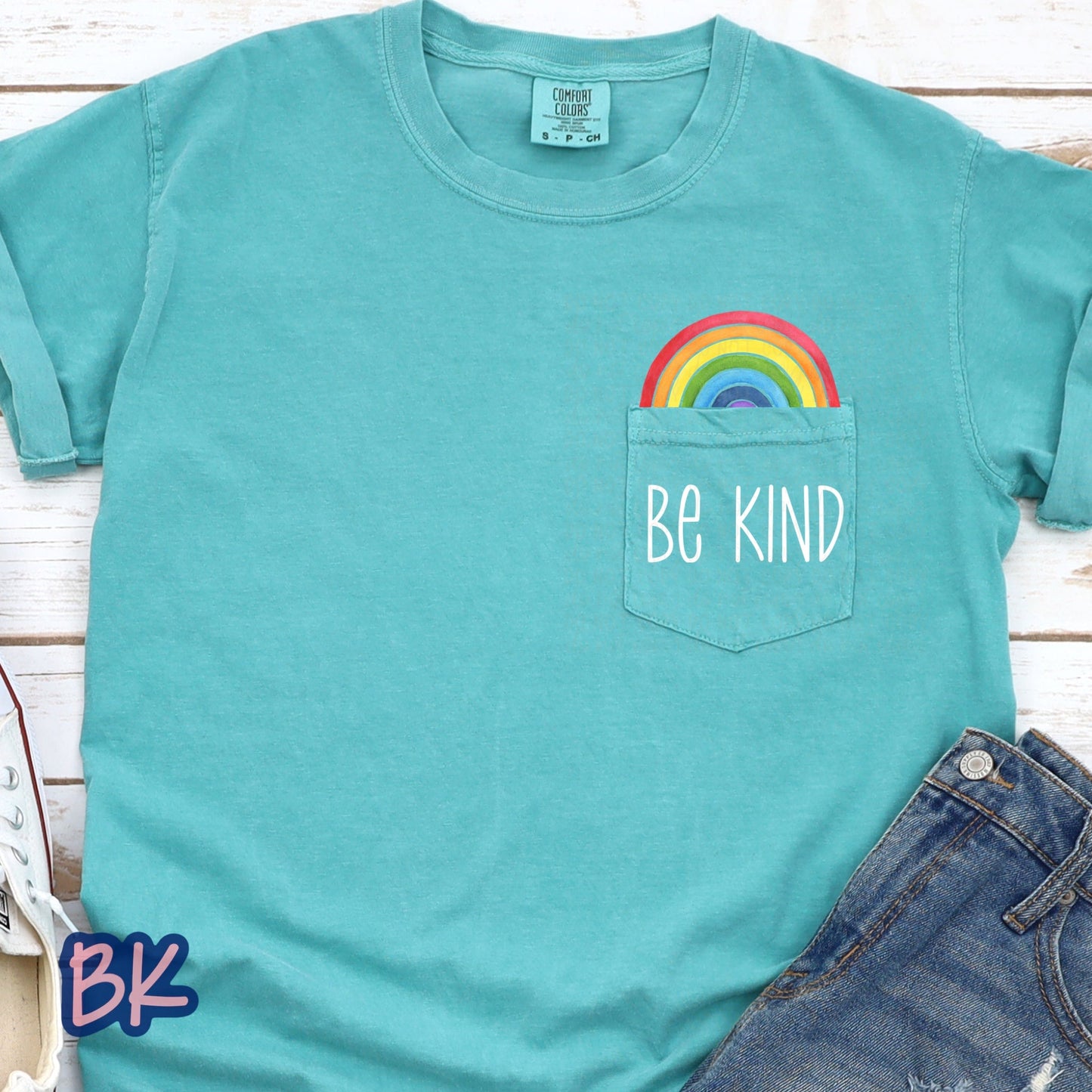 Be Kind Rainbow Pocket Tee (Multiple Options Available)