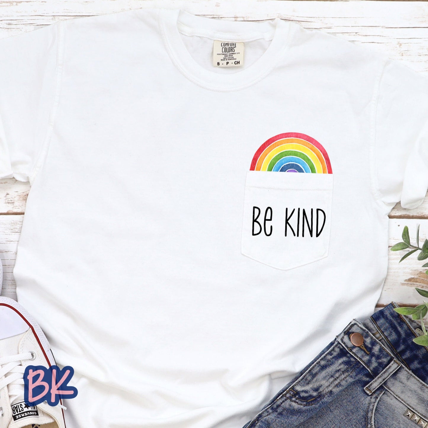 Be Kind Rainbow Pocket Tee (Multiple Options Available)