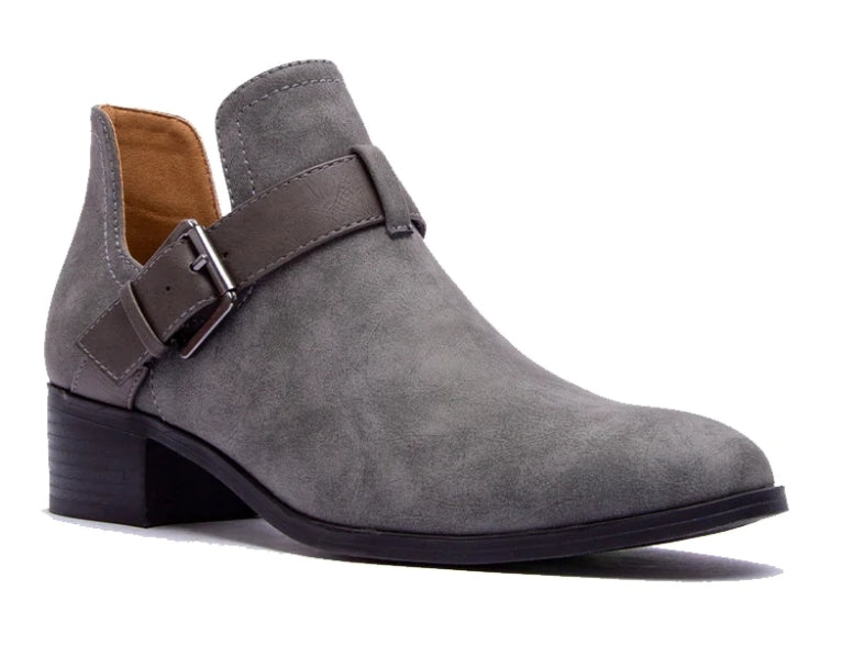 Distressed Buckle Booties