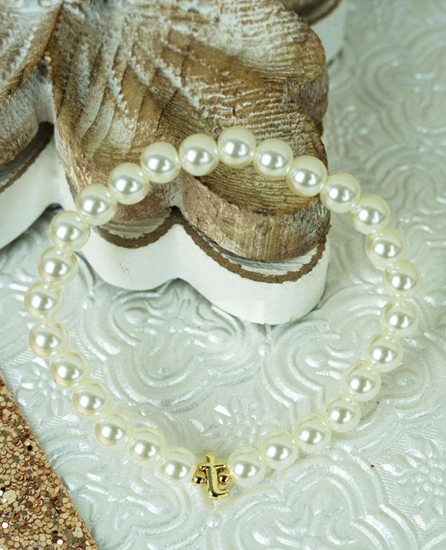 Initial Faux Pearl Bracelet