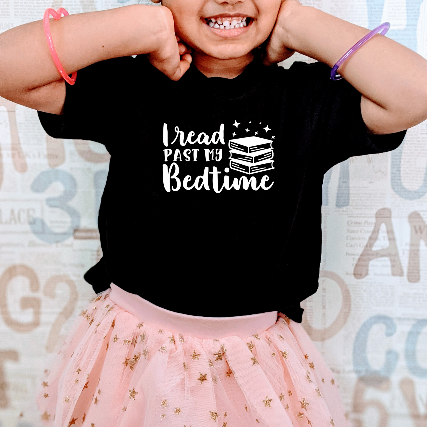 I Read Past My Bedtime Black Tee