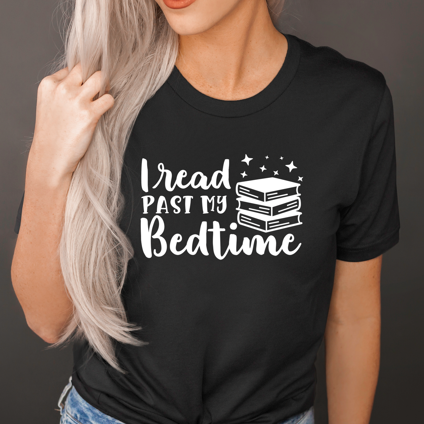 I Read Past My Bedtime Black Tee