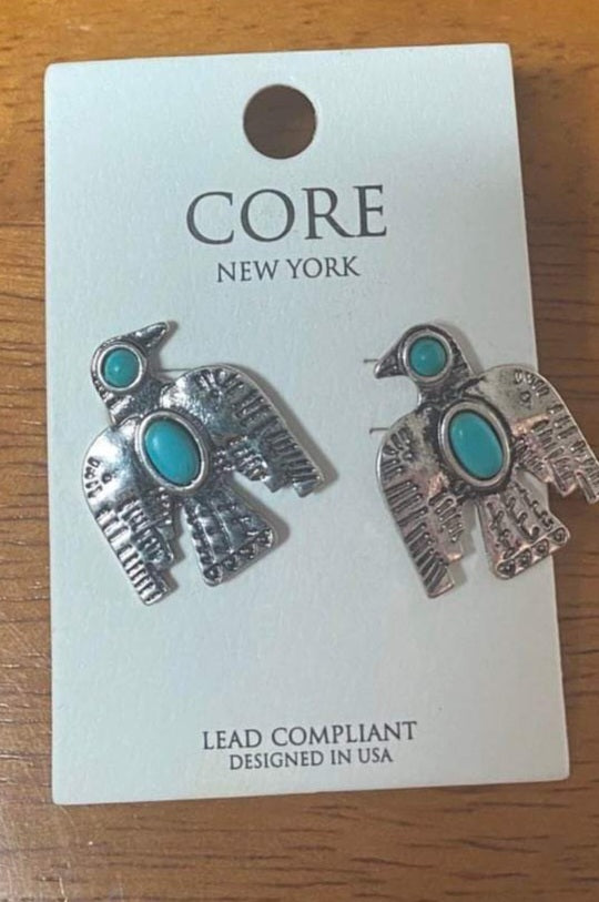 Teal Thunderbird Stud Earrings