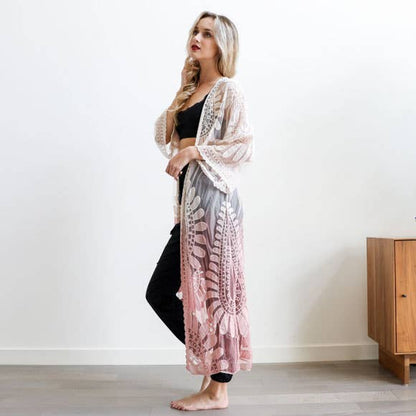Ombre Lace Kimono Cardigan - Resort Wear Essential 🌼