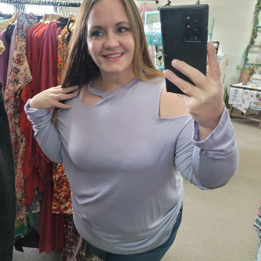 Lilac Cold Shoulder Top