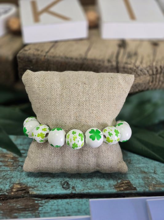 Clover Chunky Wooden Bead Bracelet