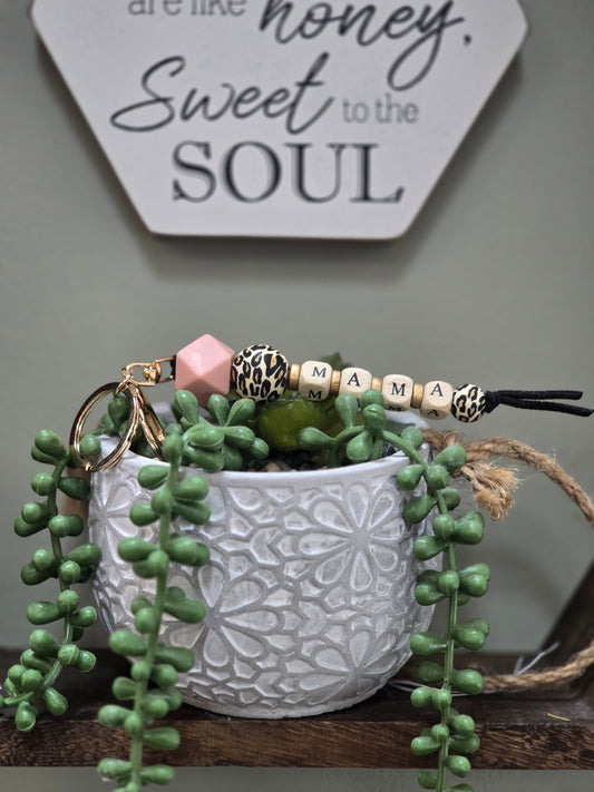 Beaded/ Wooden Beaded MAMA Keychain