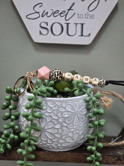 Beaded/ Wooden Beaded MAMA Keychain
