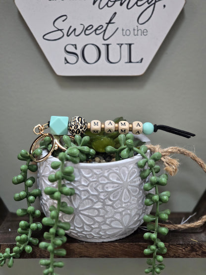 Beaded/ Wooden Beaded MAMA Keychain