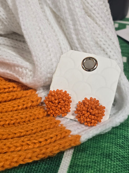 Seed Bead Pom Pom Studs