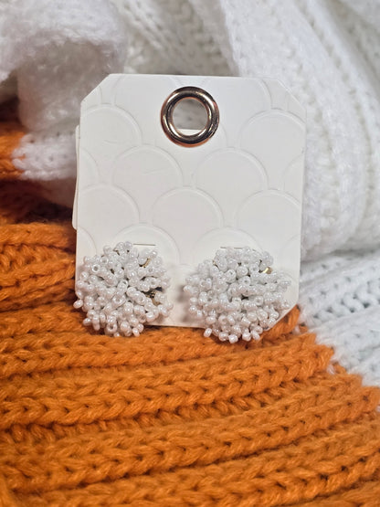 Seed Bead Pom Pom Studs