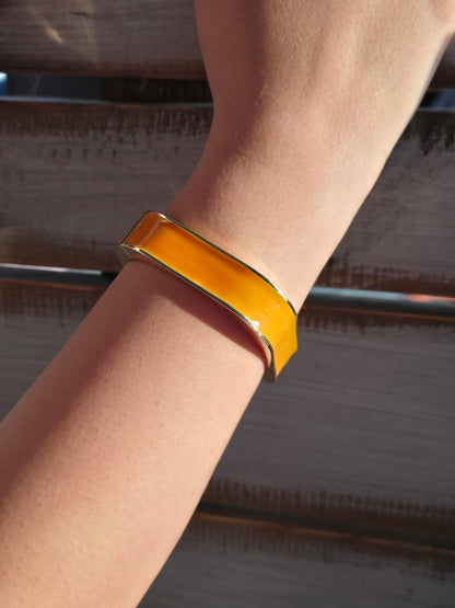 Square Orange and Goldtone Bangle