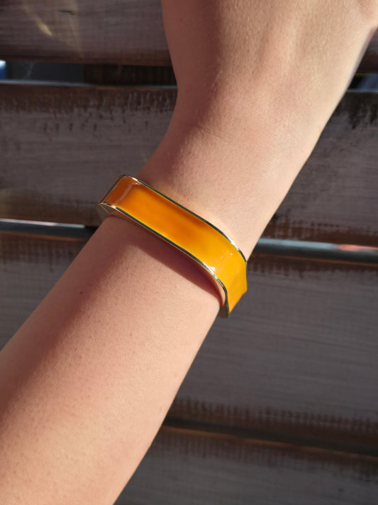 Square Orange and Goldtone Bangle
