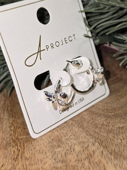 Coquette Bow Half Hoop Earrings