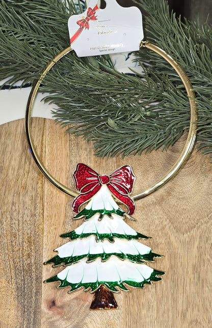 Goldtone Necklace & Large Holiday Broch