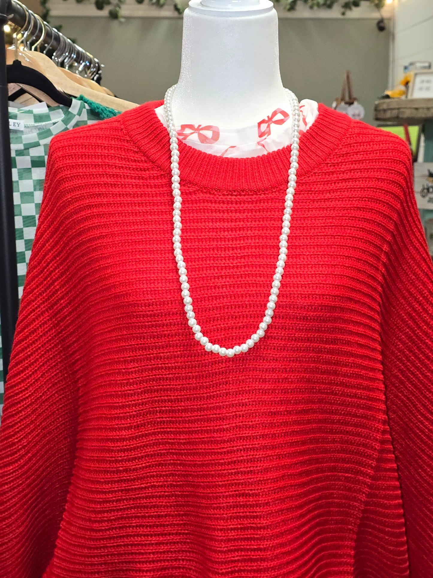 Long Faux Pearl Neckalce & Earring Set