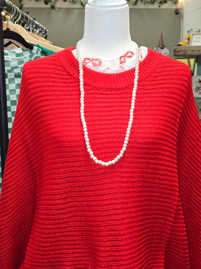 Long Faux Pearl Neckalce & Earring Set