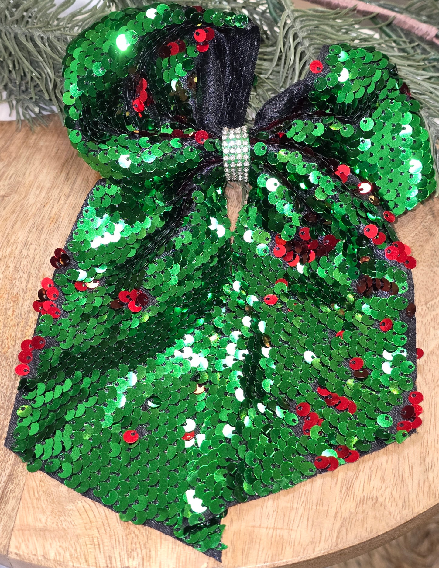 Green Sequin Bow On Alligator Clip