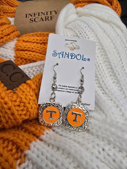 Tennessee Scroll and T Earrings
