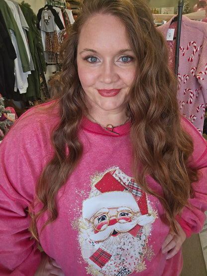 Red Inside Out Faux Patchwork Santa Crew(PREORDER)