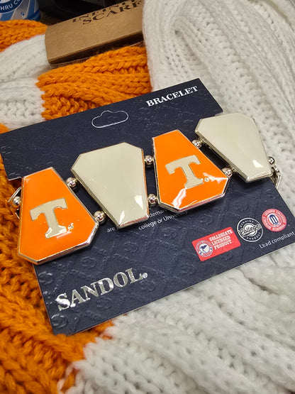Tennessee Orange and White 'T' Stretch Bracelet