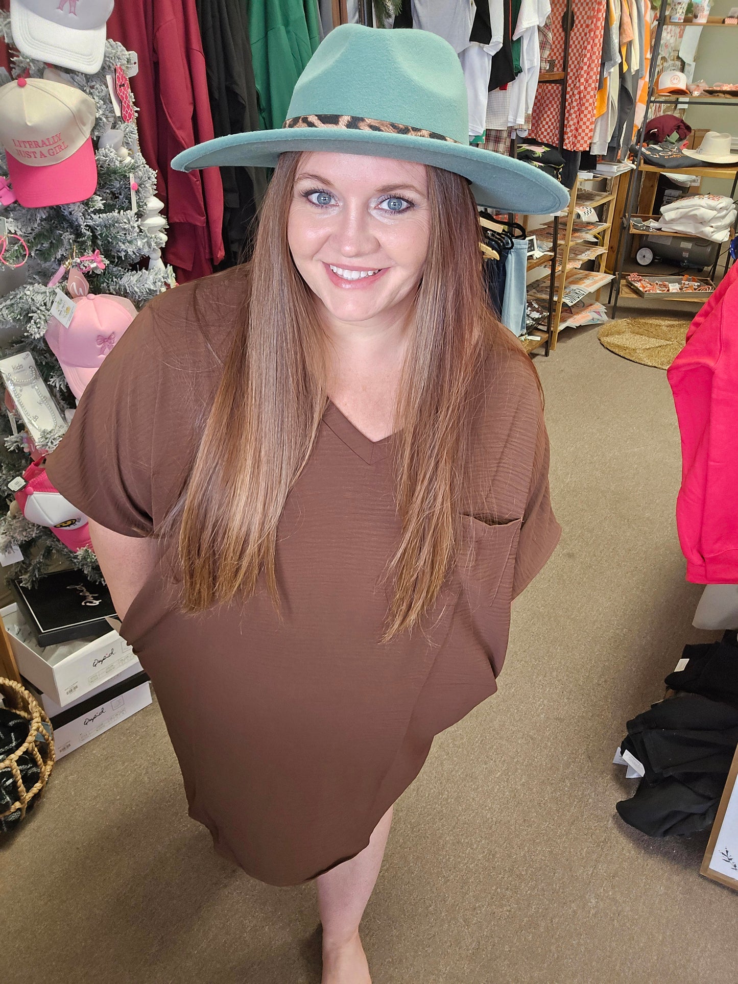 Teal Leopard Felt Hat