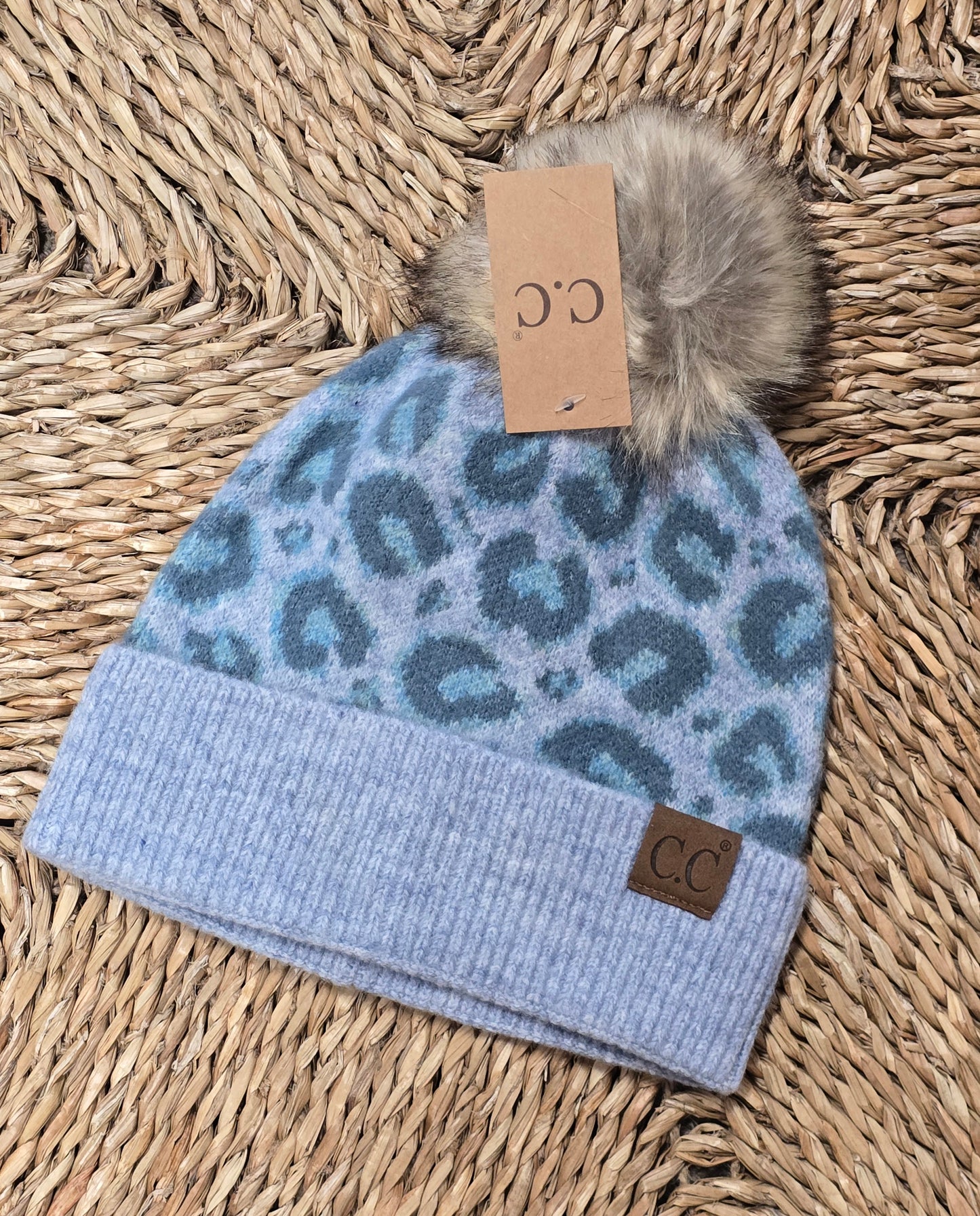 CC.Beanie Leopard Pattern Pom Beanie