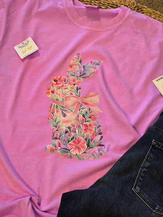 Floral Bunny Comfort Color Tee