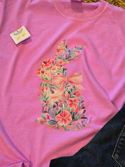 Floral Bunny Comfort Color Tee