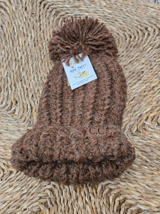 Chunky Knit Yarn Pom C.C. Beanie
