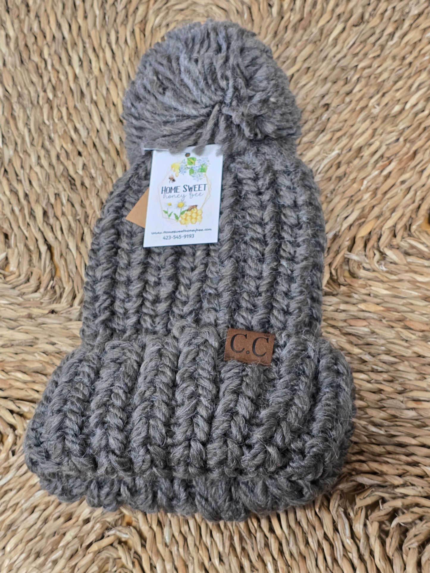 Chunky Knit Yarn Pom C.C. Beanie